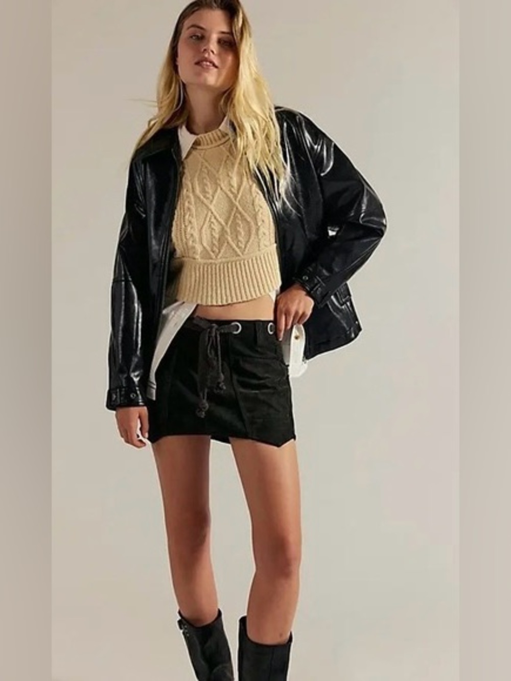 We The Free Moxie Vegan Suede Skirt~ Black